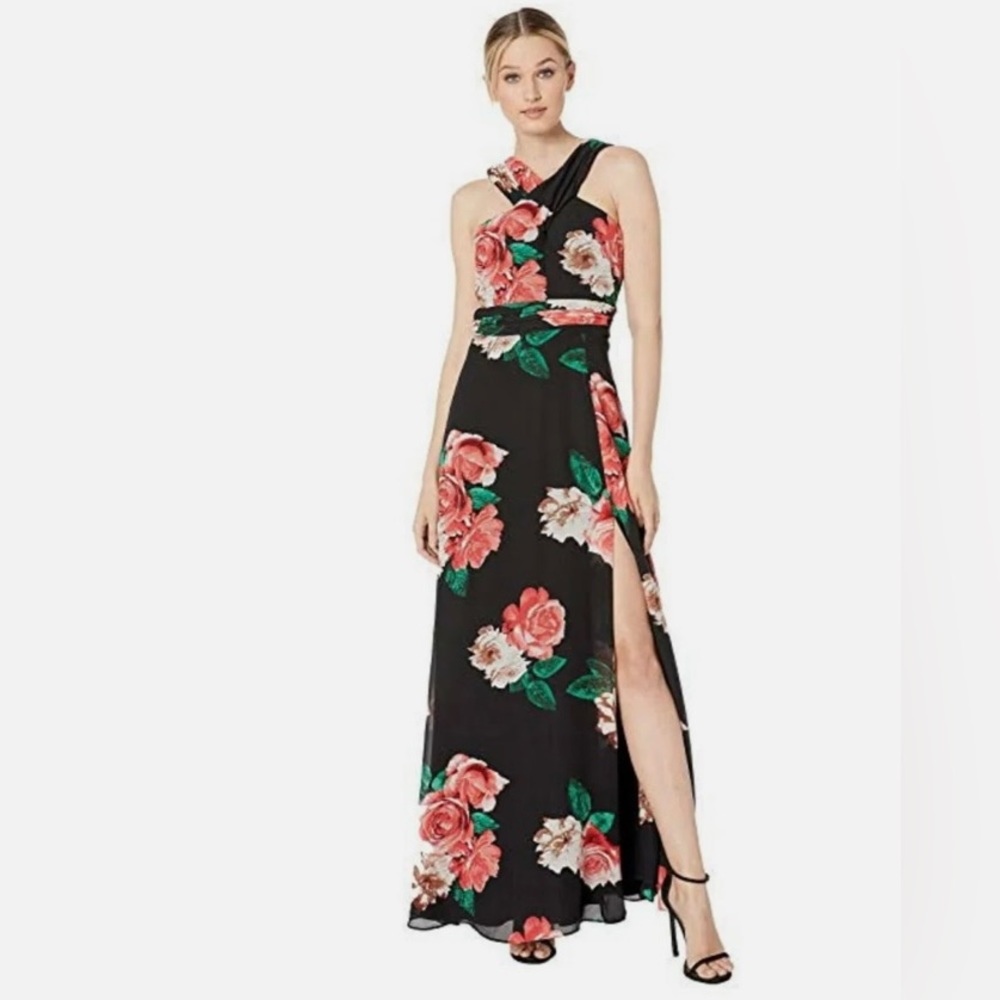 Laundry Shelli Segal Floral Cross Neck Maxi Dress size 10 - Picture 4 of 10